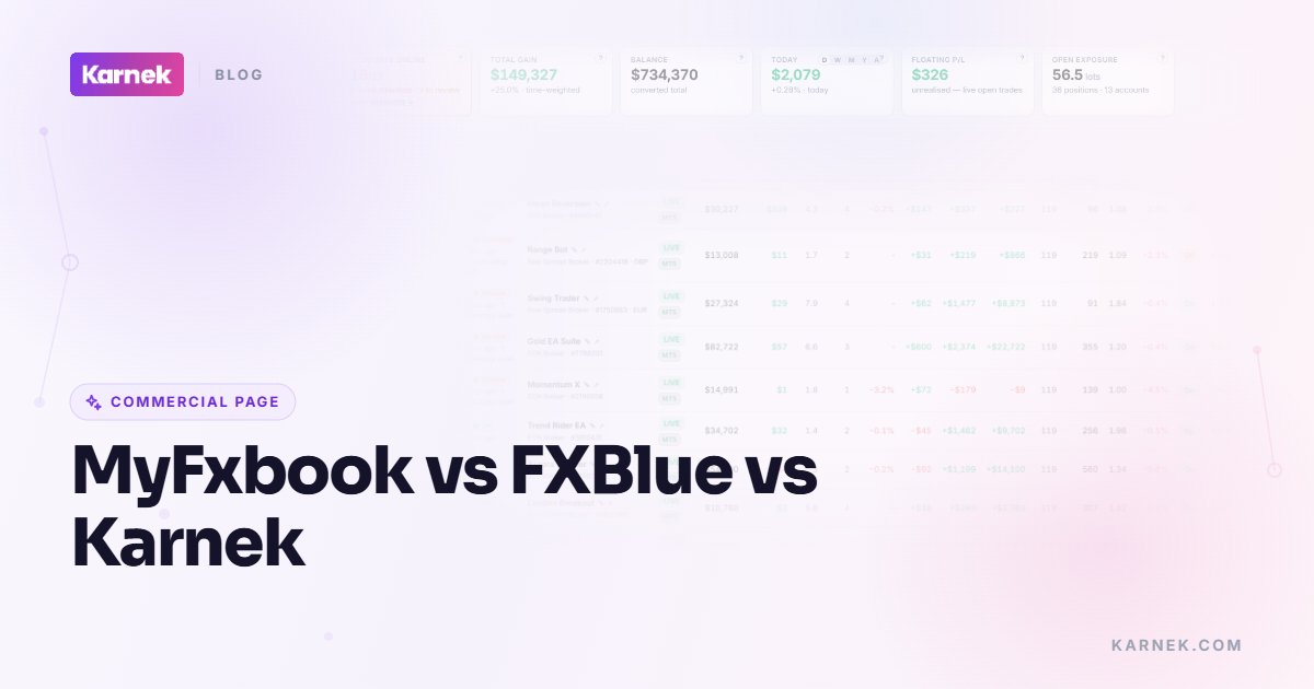 MyFxbook vs FXBlue vs Karnek